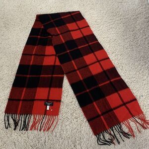 Nicoletta Scarf Australian Alpaca Red Black Plaid 12x70 Soft Lightweight